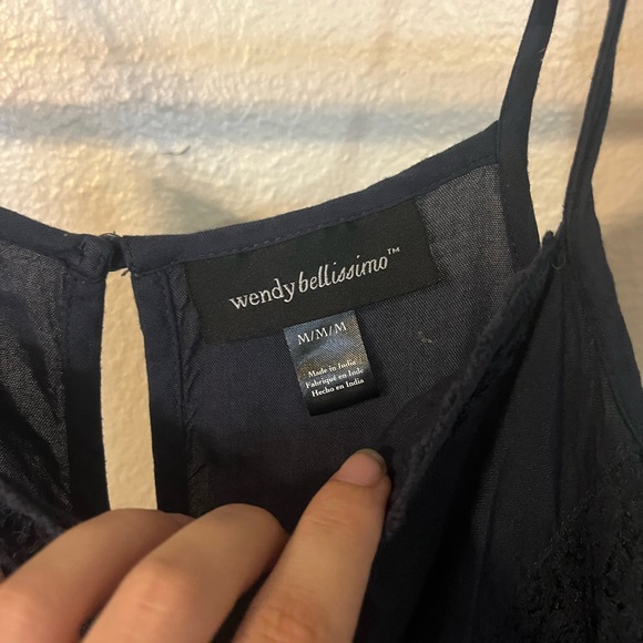 Wendy Bellissimo Maternity Navy Blue Lace Accent Sleeveless Tunic Blouse M - Picture 3 of 3